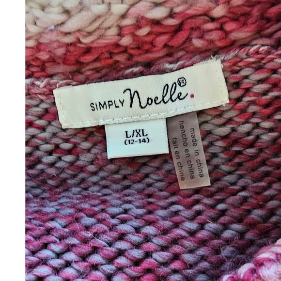 Noelle Simply Oversized Cable Knit V-Neck Sweater Women Sz L/XL Colorblock Multi - Picture 5 of 6